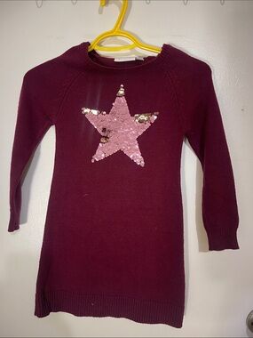 💰💕H&M Burgundy Knit Dress with Pink Sequin Star
